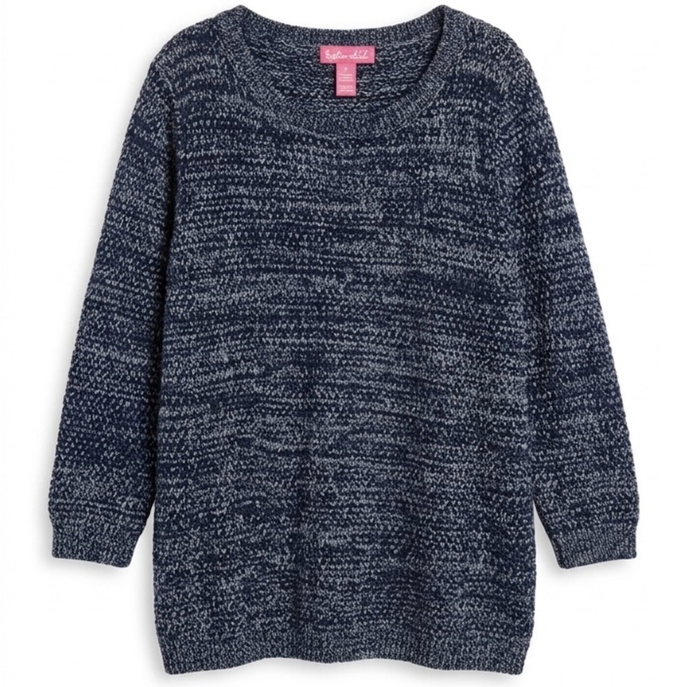 Woman Within Navy & Heather Grey Marled Knit Oversized Sweater - Size 1X